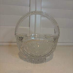 Vintage Fifth Avenue Crystal Glass Etched Frosted Flower Bowl Basket